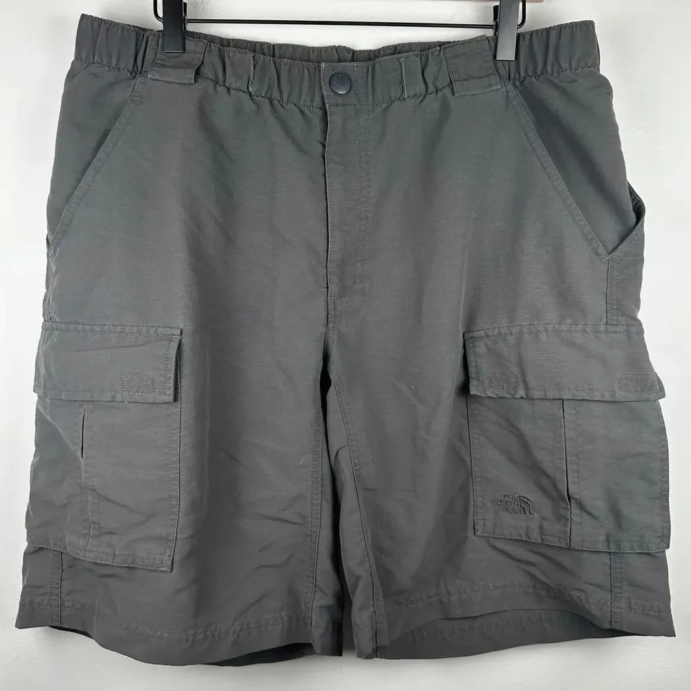 The North Face Mens Cargo Elastic Waist Outdoor Casual Hiking Grey Shorts Large